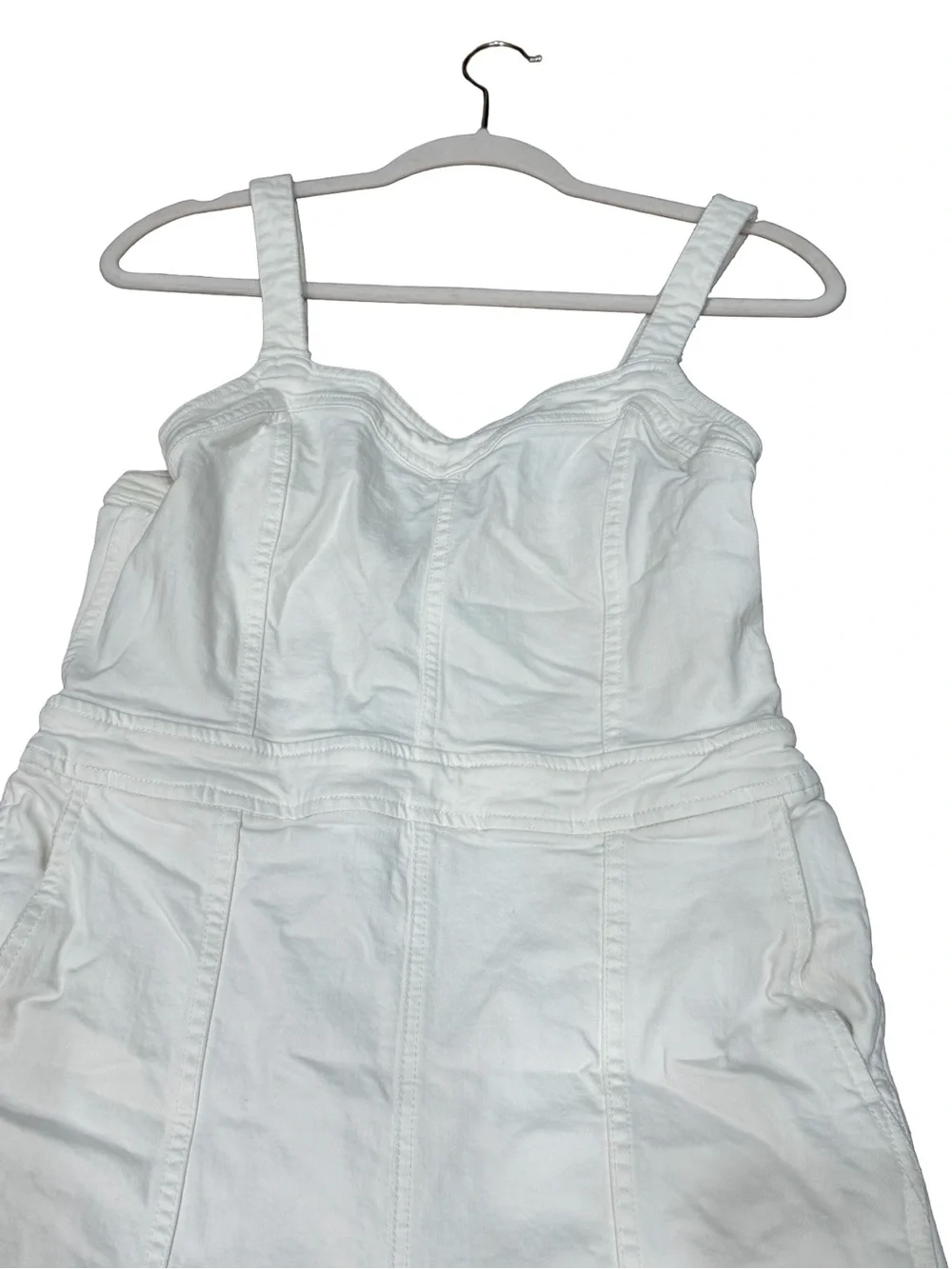 ๐ค Madewell Denim Seamed Wide-Leg Jumpsuit Pure White Size 10 - Picture 4 of 16